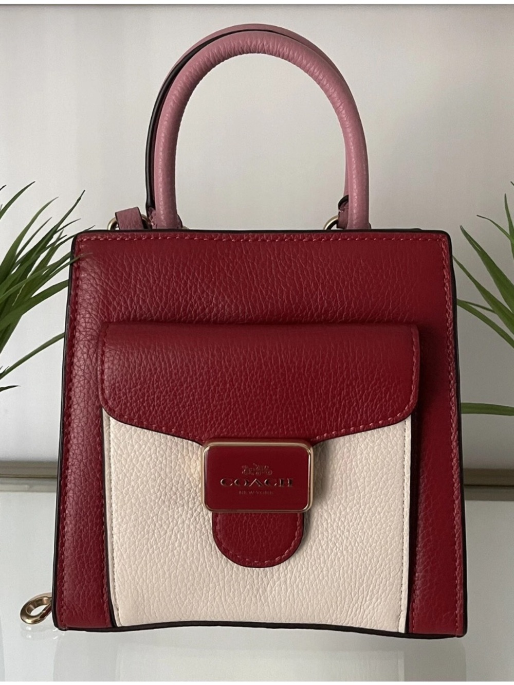 Coach C6994 Mini Pepper Crossbody In Colorblock Pebble Leather Red Multi